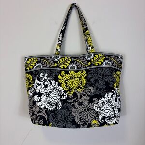 Vera Bradley Black and Yellow Patterned Quilted Tote Bag